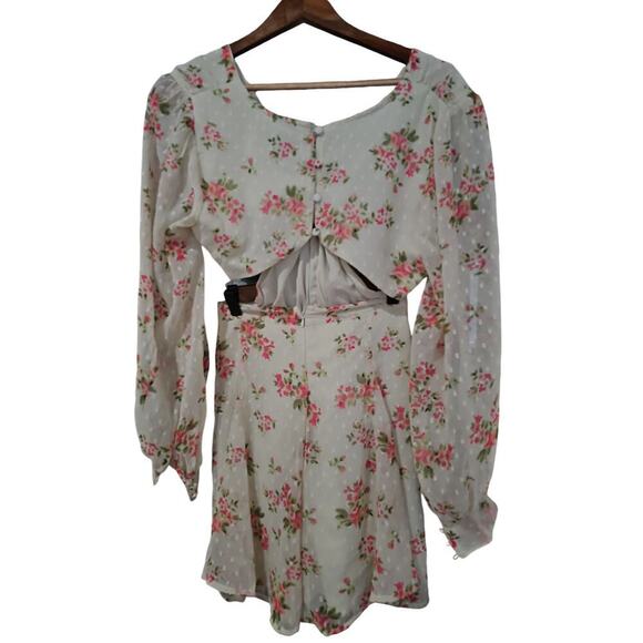 ASOS Ring Detail Cutout Mini Dress Ditsy Floral Size 8 - Picture 2 of 6